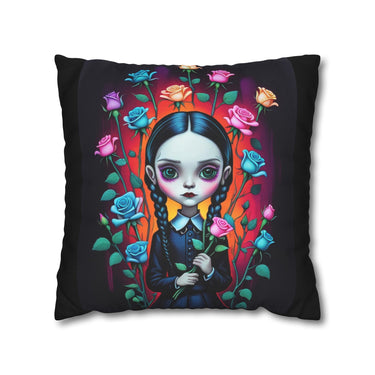 A whimsy gothic girl throw pillow cover.
